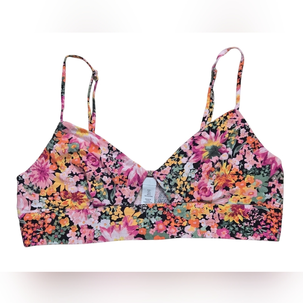H&M Floral Crop Top with Pink and Orange